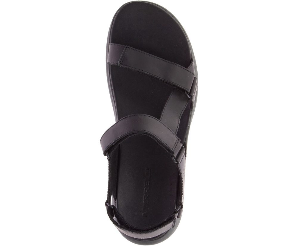 Merrell Sandals Black - Tideriser Luna Strap Leather - Mens 06QKZJDUT